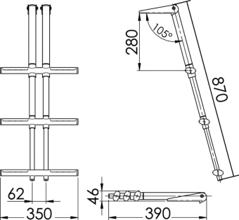 Osculati 49.552.03 - DIVER Telescopic Ladder 3 Steps Black