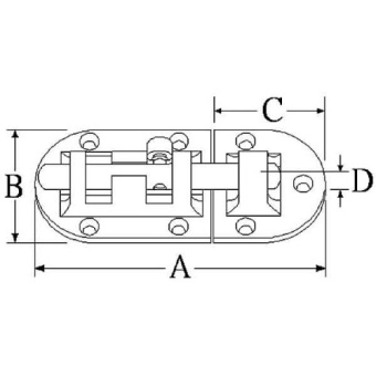 Allpa Stainless Steel Barrel Bolt, A=90mm, B=38mm, C=36mm, D=17mm