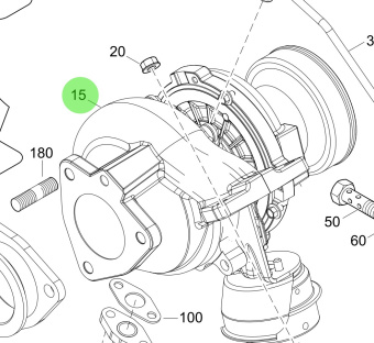 Steyr Z002490-0 - Exhaust Gas Turbocharger and Base Air Filter Assembly for MO174V40 v1 Engines