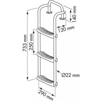 Plastimo Stainless Steel Ladders 1 Fixed + 3 Mobile Steps 