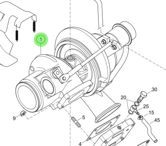 Steyr Z002613-0 - Painted Single-Stage Turbocharger Assembly for MO256H45 and MO256K43 Engines