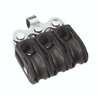Barton N00310 - Triple Fixed Eye Block Size 0 20mm – Plain Bearing, 3x Ø20mm Sheaves, Max Rope 6mm