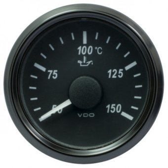 VDO A2C3833380032 - SingleViu 2426 Engine Oil Temperature 150°C Black 52mm Amber Lighted w/ Red Pointer