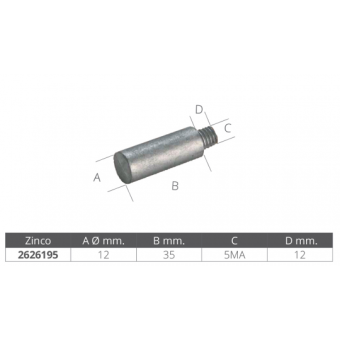 E. Polipodio Bukh Heat Exchangers Anodes 12 X 37 mm
