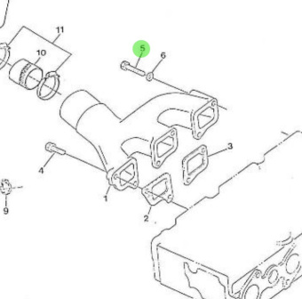 Nanni Diesel 970165105 - Intake Manifold Bolt for 3.90HE Engines