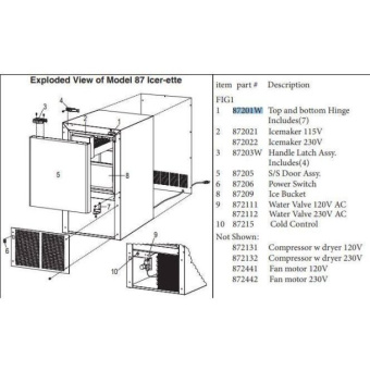 Raritan 87201W Upper And Lower Hinges For Icerette 87