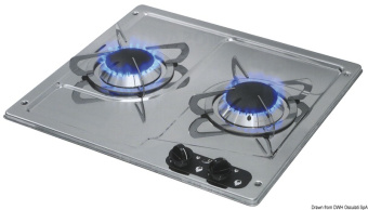 Osculati 50.101.42 - SS Flush Mount Hob Unit 2 Burners 380x360 mm