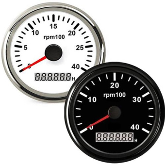 Hollex RPM/Hour Meter White/Stainless Steel 9-32V 0-4000 RPM