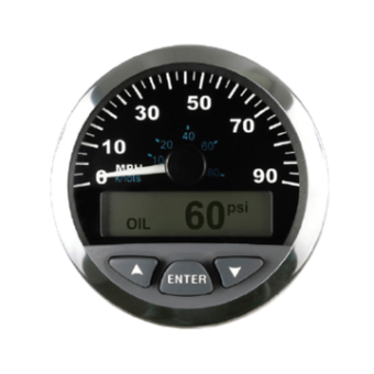 Veethree 781016SDFE - Matrix Speedo Meter With LCD, 90 Mph, 3", Black With SS Bezel