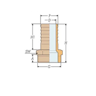 Guidi Straight Hose Connector 1"x30mm