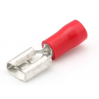 Female Spade Terminal Connector - Red, 6.3 x 0.8 mm, 100 pcs