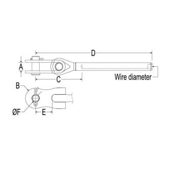 Ronstan RF1507M0504 Toggle Swage Terminal for 5mm Metric Wire, 6.4mm Pin