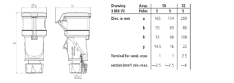 Mennekes 14513 Connector PowerTOP Xtra With ErgoCONTACT 3-Pole 32A - IP54