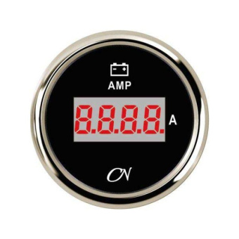 Digital Ammeter + Shunt - Black Dial, Chromium Bezel, -150 - +150A, 9 - 32V