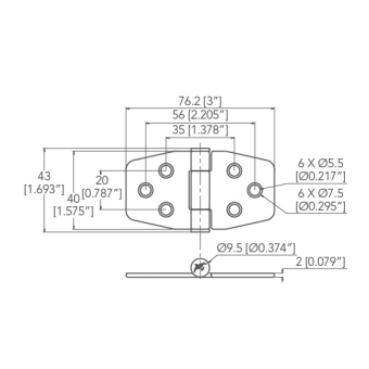 Marine Town Friction Hinge 40X76 mm