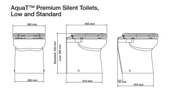 Johnson Pump 80-47235-01 - AquaT Silent Premium-Electric Toilet, Standard Model, Straight, 12v/16a, 455x365x455mm