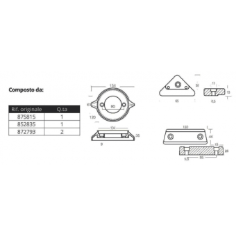 Tecnoseal Aluminium Anodes Kit For Engine Volvo Penta 290 C