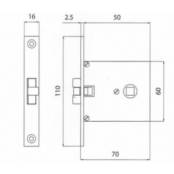 Olcese Ricci Mortise Door Lock 70X60 mm