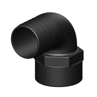 Trudesign 90627 90° FM Elbow - Barbed Threaded - Ø50 mm 2'' BSP - Black