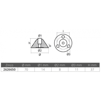 E. Polipodio Zinc Ogive For Flex-O-Fold Propeller