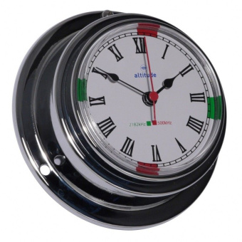 Altitude Quartz Clock Radio Silence Chrome Brass Front Loaded Ø95 mm