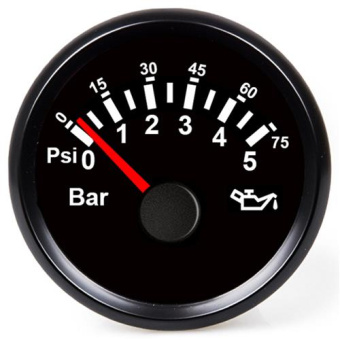 Hollex Oil Pressure Gauge Black 9-32V 0-5 Bar
