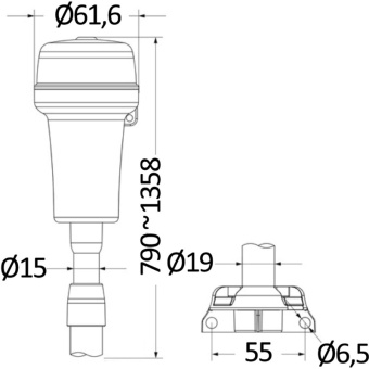 Osculati 11.090.03 - Navigation light 360° white on telescopic pole