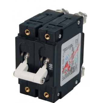 Blue Sea 7258B - Double Pole Toggle Circuit Breaker White C Series 100 A Bulk