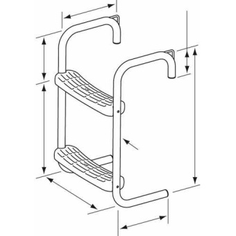 Plastimo 55705 - Pontoon Stainless Steel Ladder, 2 Steps, Crook Height 90mm