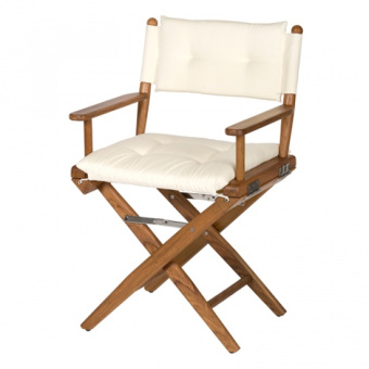 Teak Folding Director's Chair Cream Deluxe
