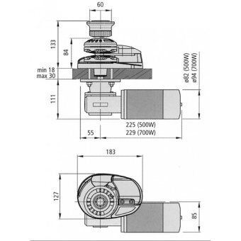 Lofrans X1 Windlass With Drum For Chain 8 mm 800 Watt - 12 Volt