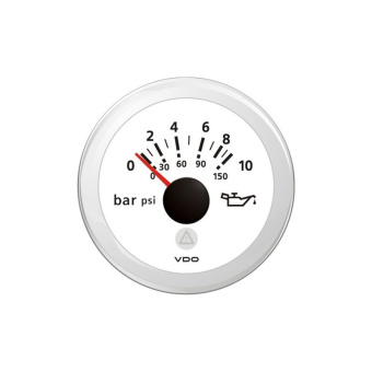 Veratron ViewLine - 52mm White Engine Oil Pressure 10Bar-150PSI - 12-24V DLRW