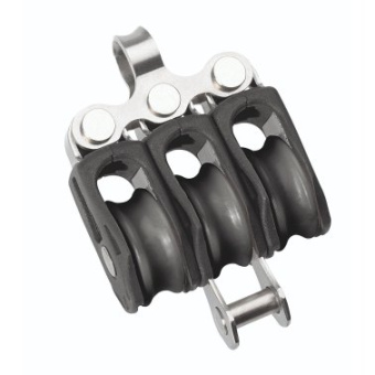 Barton N00311 - Triple Fixed Eye Block with Becket Size 0 20mm – Plain Bearing, 3x Ø20mm Sheaves, Max Rope 6mm