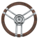 Allpa 3-Spoke Wheel 'Model 22' Stainless Steel With Walnut-Look Rim, Ø350mm, Depth 60mm