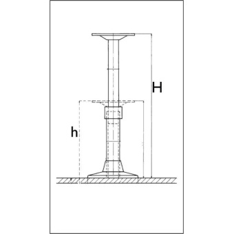 Barka Table Leg, Gas Spring, Surface-Mounted 475-765mm