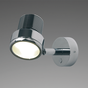 Prebit 20001305/USB - LED Surface-mounted Luminaire R2 with USB, Glossy Chrome, Warm White, 10-30V DC, Max. 6W, 44°, With Integrated Dimmer