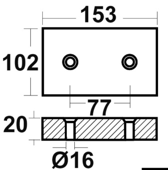 Arneson Bolt Mounting Aluminium Anode 3,14 kg 300x150 mm - Osculati 43.925.05