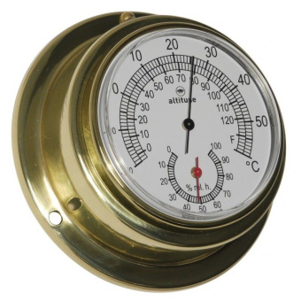 Altitude Thermometer/Hygrometer Brass Front Loaded Ø95 mm