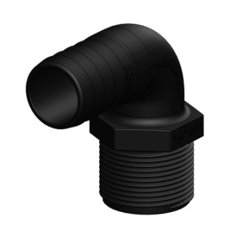 Trudesign 90374 90° MM Elbow - Splined Threaded - Ø32 mm 1''1/4 BSP - Black