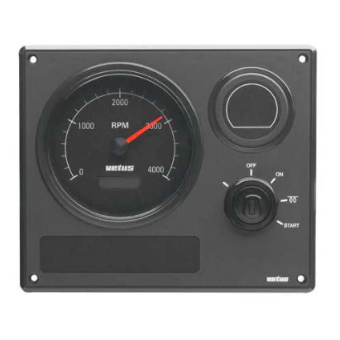 Vetus MP22KBS2D - Aluminium Engine Panel, Second Generation, Type MP22, 12V, 2 Black Gauges (0-4000 RPM), Suitable for Use of Second Dynamo