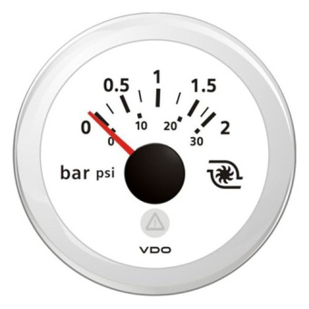 VDO A2C59514225 - Turbo pressure Gauge 0-2bar / 0-30psi White ViewLine 52 mm