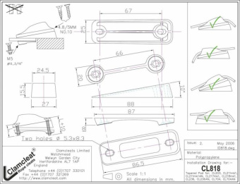 Clamcleat CL818 Tapered Pad with Backplate for CL203 & Mk1 Junior Cleats, 10° Angle