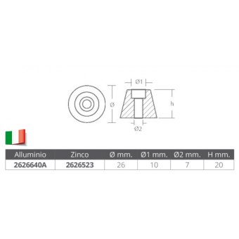 Tecnoseal Aluminium Ogive Anode For Bow Thruster Side Power-Sleipner