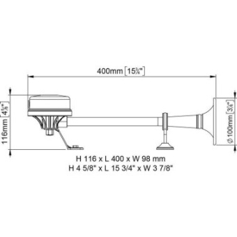 Marco Electric Horn EM2 - Stainless Steel - L 400 mm - 12V