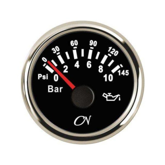 Oil Pressure Gauge - Black Dial, Chromium Bezel, 0 - 10 Bar