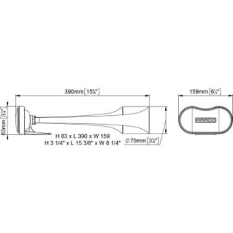 Marco Dual-Tone Horn With Compressor TT2-M - L 390 mm - 12V