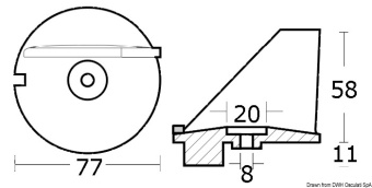 Tohatsu 3B7-60217-0 60/70/140 HP Fin Anode Ø77 mm - Osculati 43.640.03