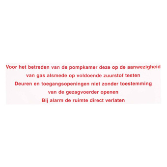 Marine Pump Room Entry Safety Instructions Sticker, Dutch, Soft PVC, 70×250 mm