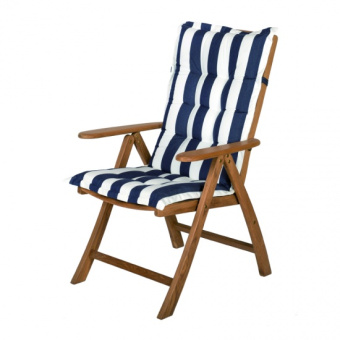 Teak Folding Armchair Navy/Wit Deluxe